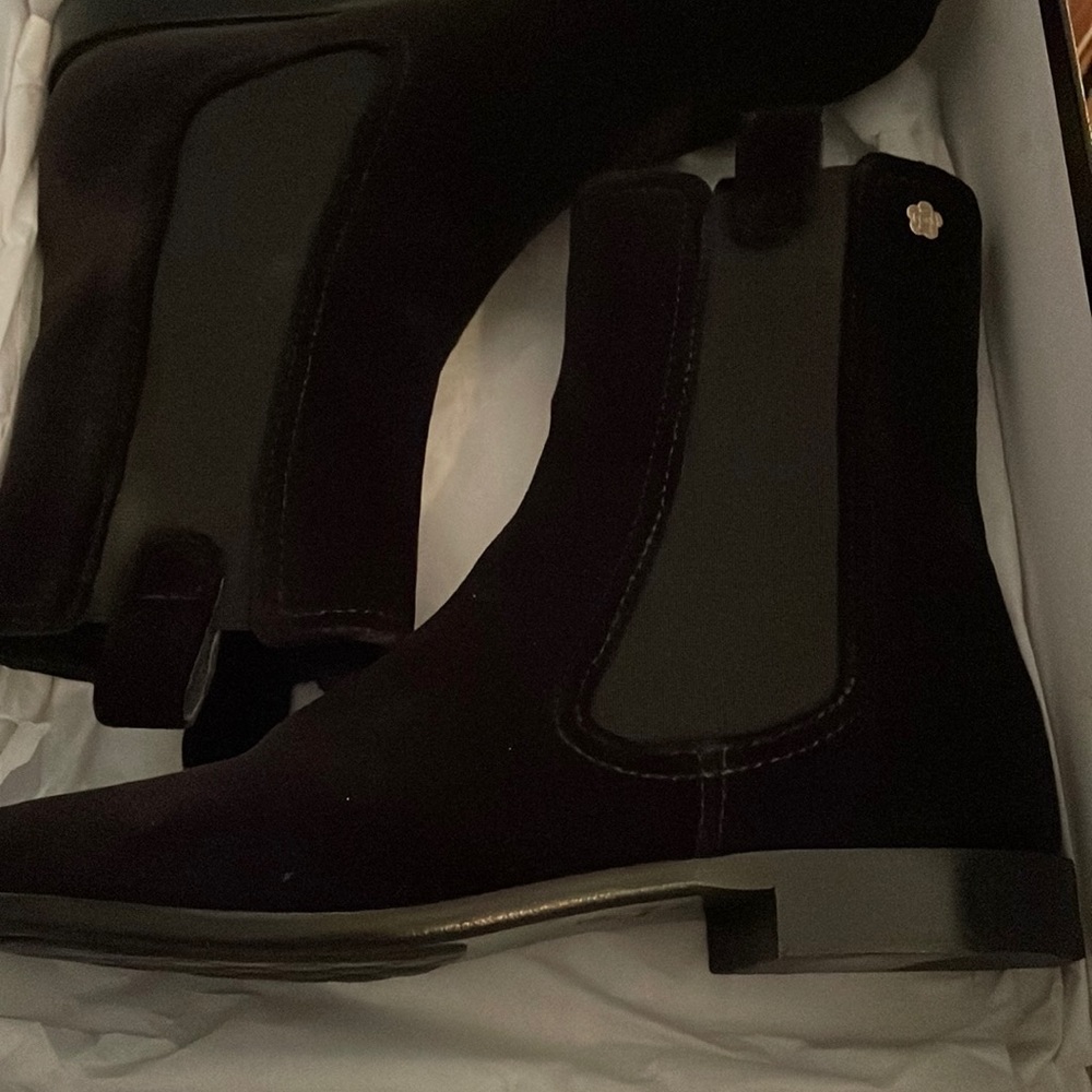 CHANEL Authentic Black Velvet Short Boots SIZE 38.5